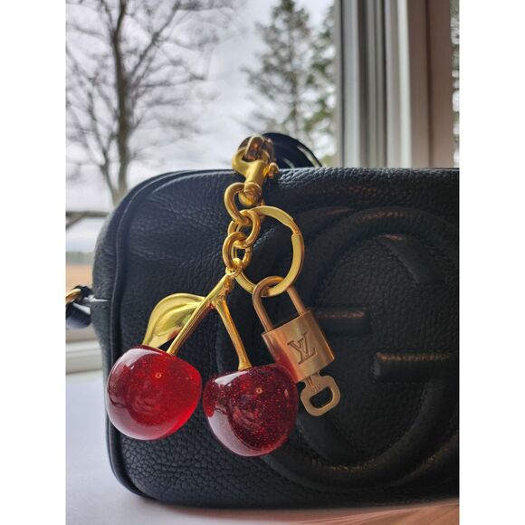 Authentic Louis Vuitton Lock Set with Non-Branded Cherry Key-Chain/Purse-Charm - Picture 4 of 4